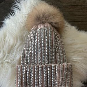 Pink sparkling winter hat